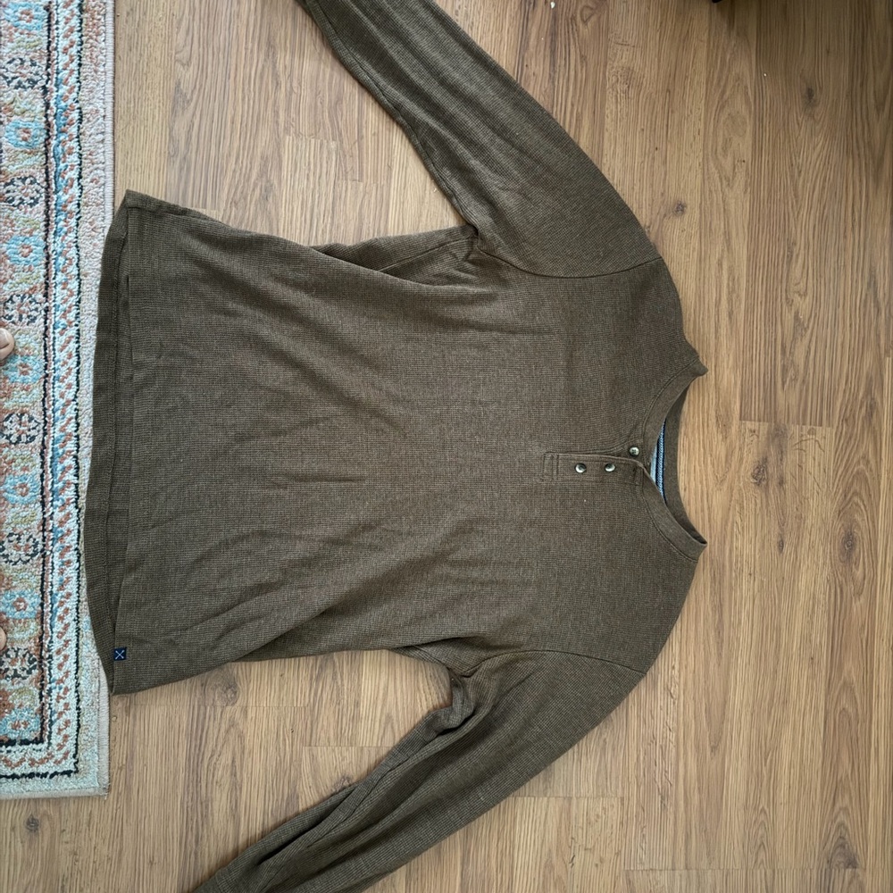 Brown Long Sleeve Henley Shirt